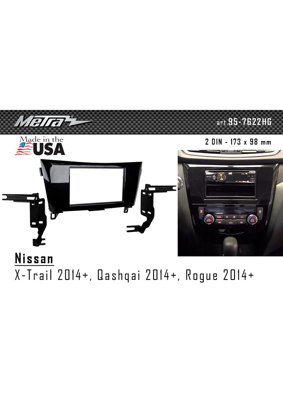Переходная рамка Nissan X-Trail, Qashqai, Rogue (95-7622HG) Metra (395859893)