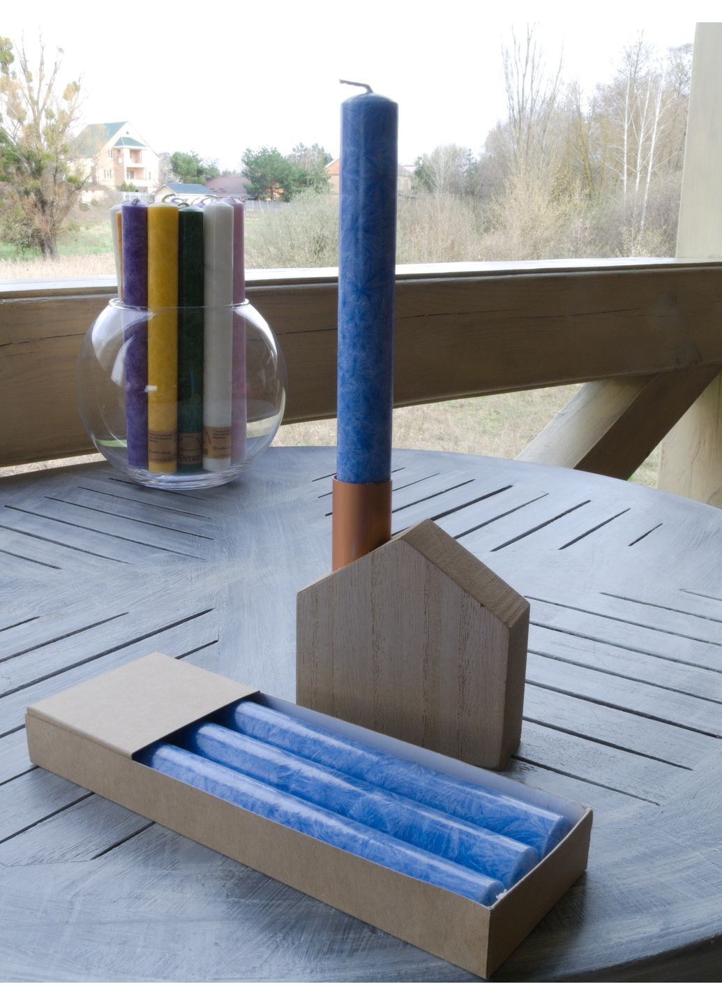 Набір свічок пальмові столові Аквамарін 4 шт 35 год Vintage (372130637)