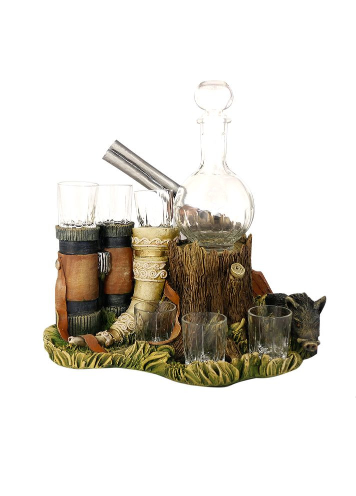 Штоф для мисливця Кабан набір для алкоголю 38 см (ШП405 цв) Гранд Презент (301221689)