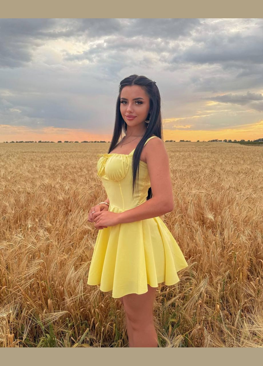 Жовтий повсякденний сукня DK/DL Мода без кордонів однотонна