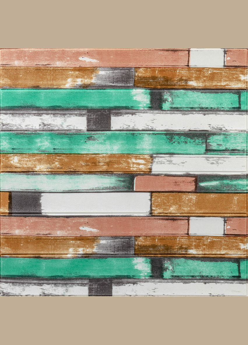 Самоклеюча декоративна 3D панель м'ятне дерево 700x700x5мм (057) SW-00000238 Sticker Wall (316101124)