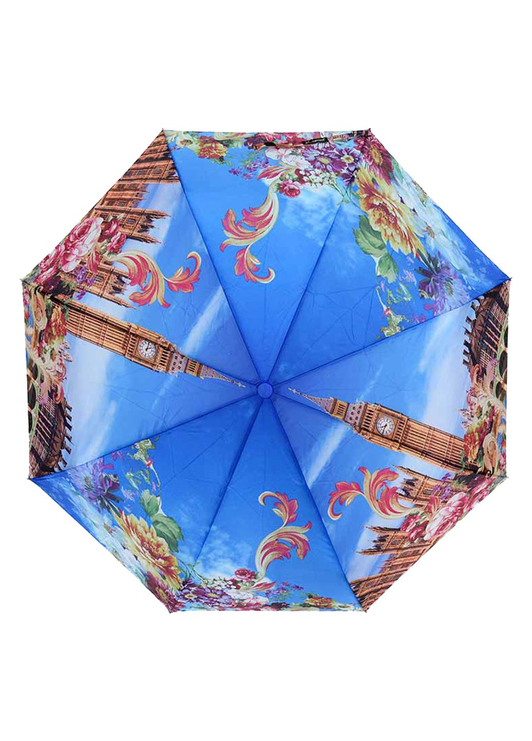 Синя парасолька складана 813-02 напівавтомат різноколірний Lantana середня система антивітер (342745458)