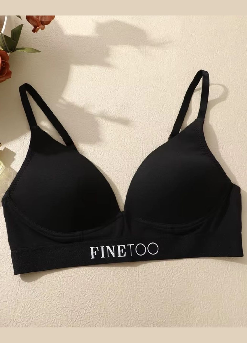Чёрный бралетт женский формованный хлопковый бюстгальтер perfect comfort (1857-80-01) Finetoo без косточек