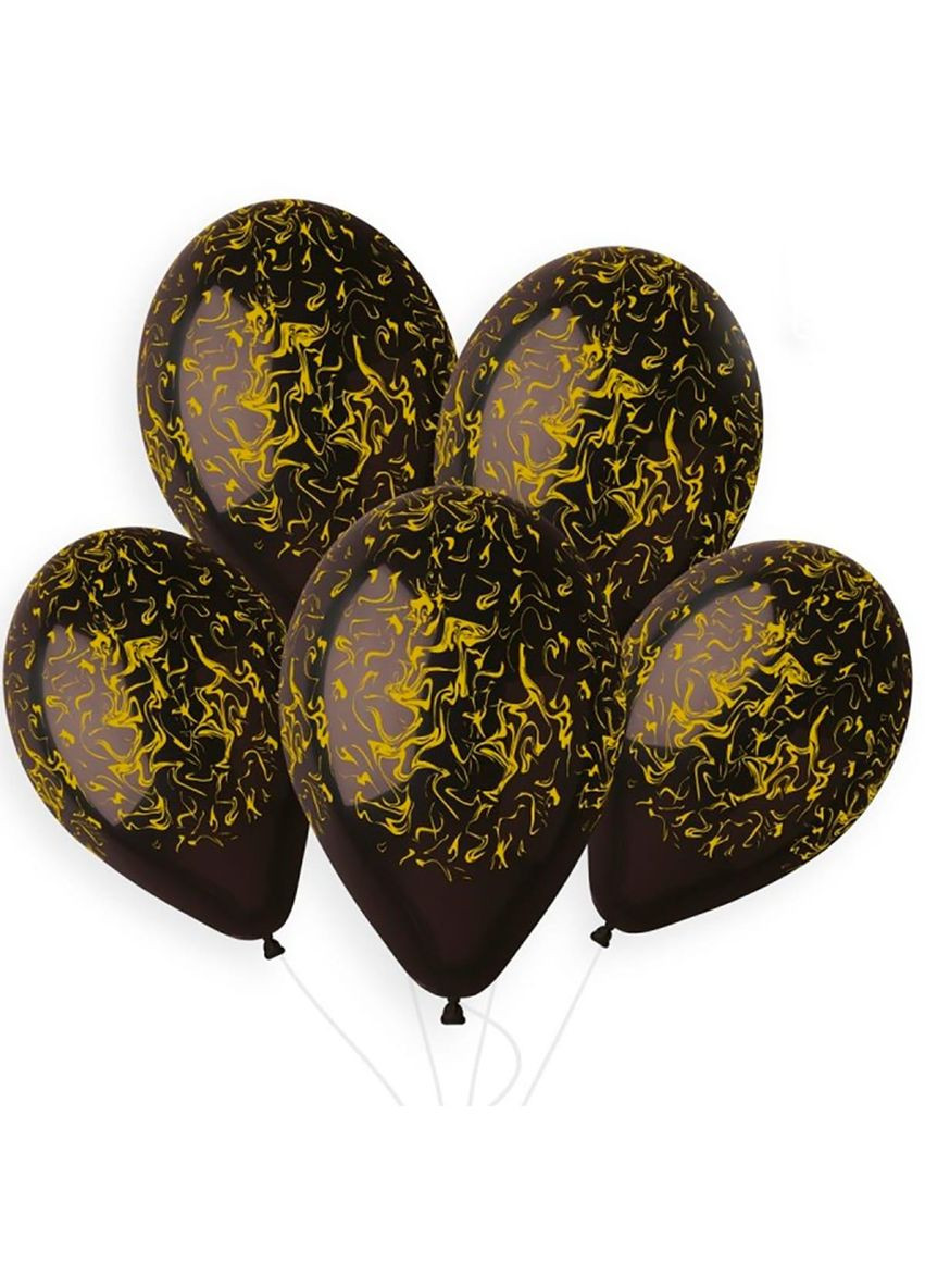 Латексна куля 13"(33см) з малюнком "Мрамор чорний з золотими візерунками" (3108-0286) No Brand (302313985)