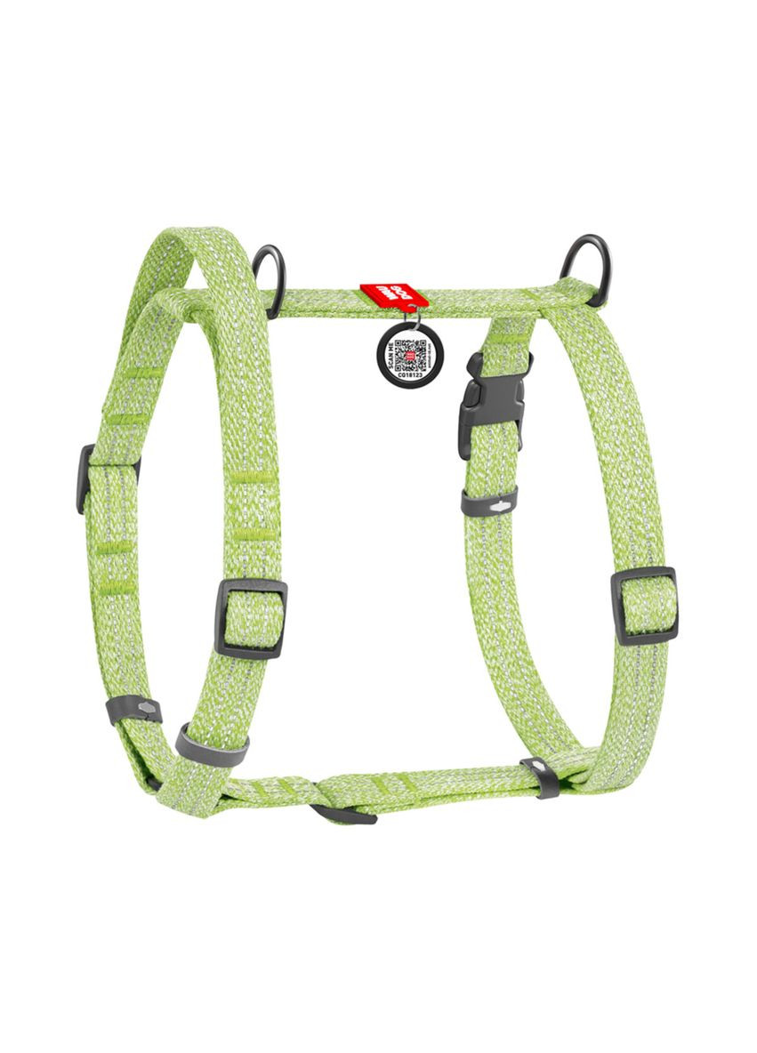 Шлея для собак з ручкою анатомічна Re-cotton з QR-паспортом, розмір L, Ш 25 мм, A 60-85 см, B 60-100 см, салатовий WAUDOG (322642923)