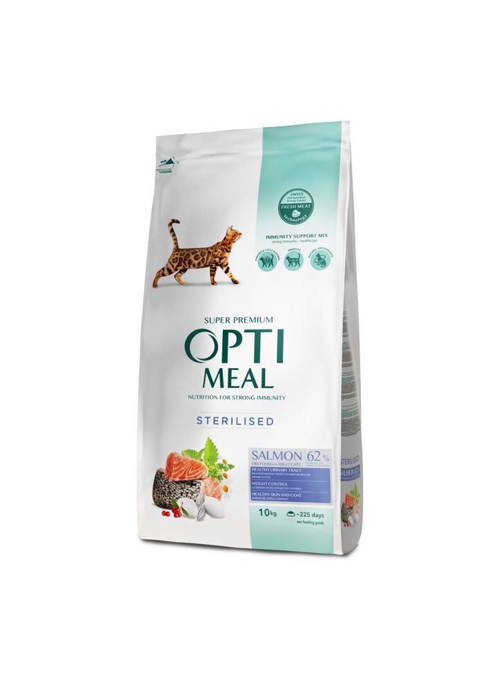 Сухой корм для стерилизованных котов Sterilised с лососем 10 кг B1832501 Optimeal (340957185)
