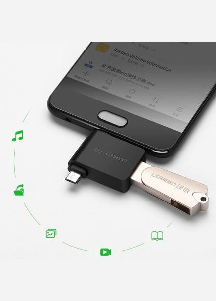 Адаптер 30453 2 in1 micro-USB / Type-C Black Черный Ugreen (297330847)
