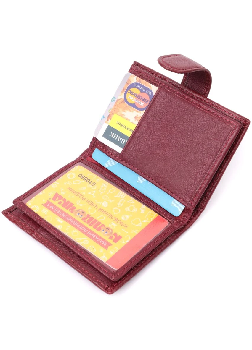 Практичная визитница из натуральной кожи ST Leather Бордовый Верховинка 22468 (398293578)