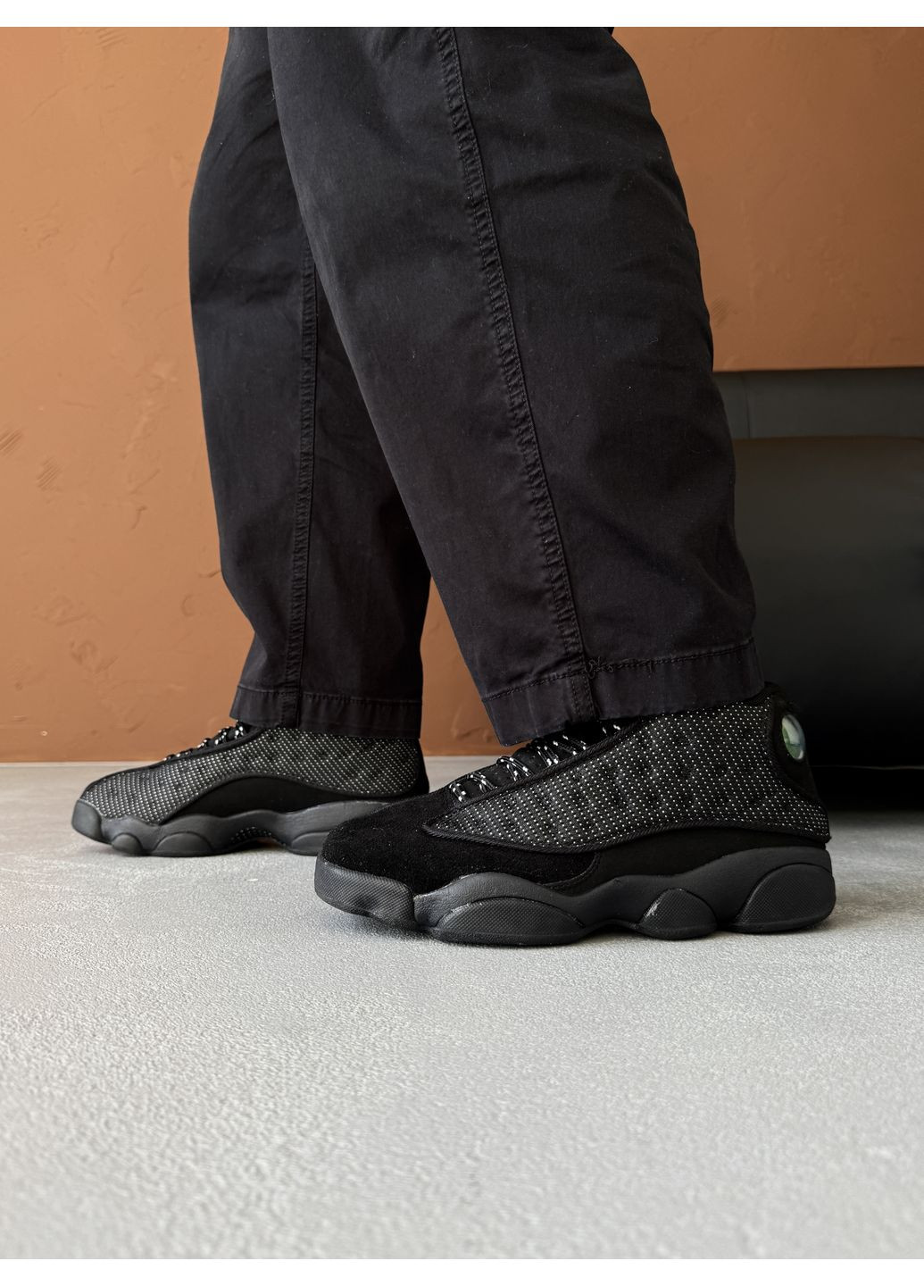 Черные демисезонные кроссовки мужские nike air jordan 13 retro black cat найк аир джордан черные No Brand