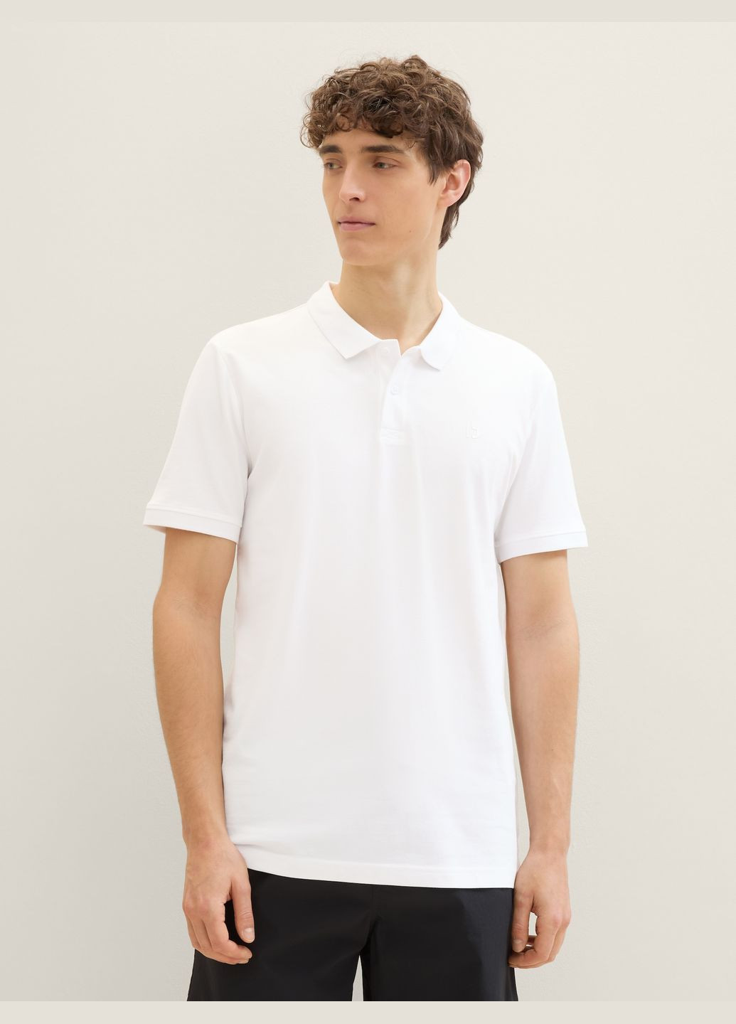 Белая футболка-поло для мужчин Tom Tailor