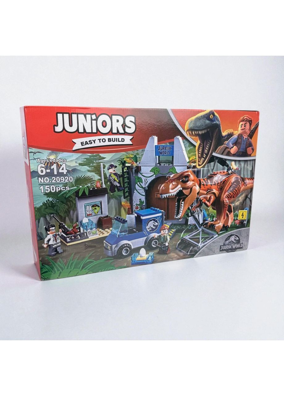 Детский конструктор динозавры jurassic world, Конструктор для мальчика Тирекс с машиной No Brand (369757411)