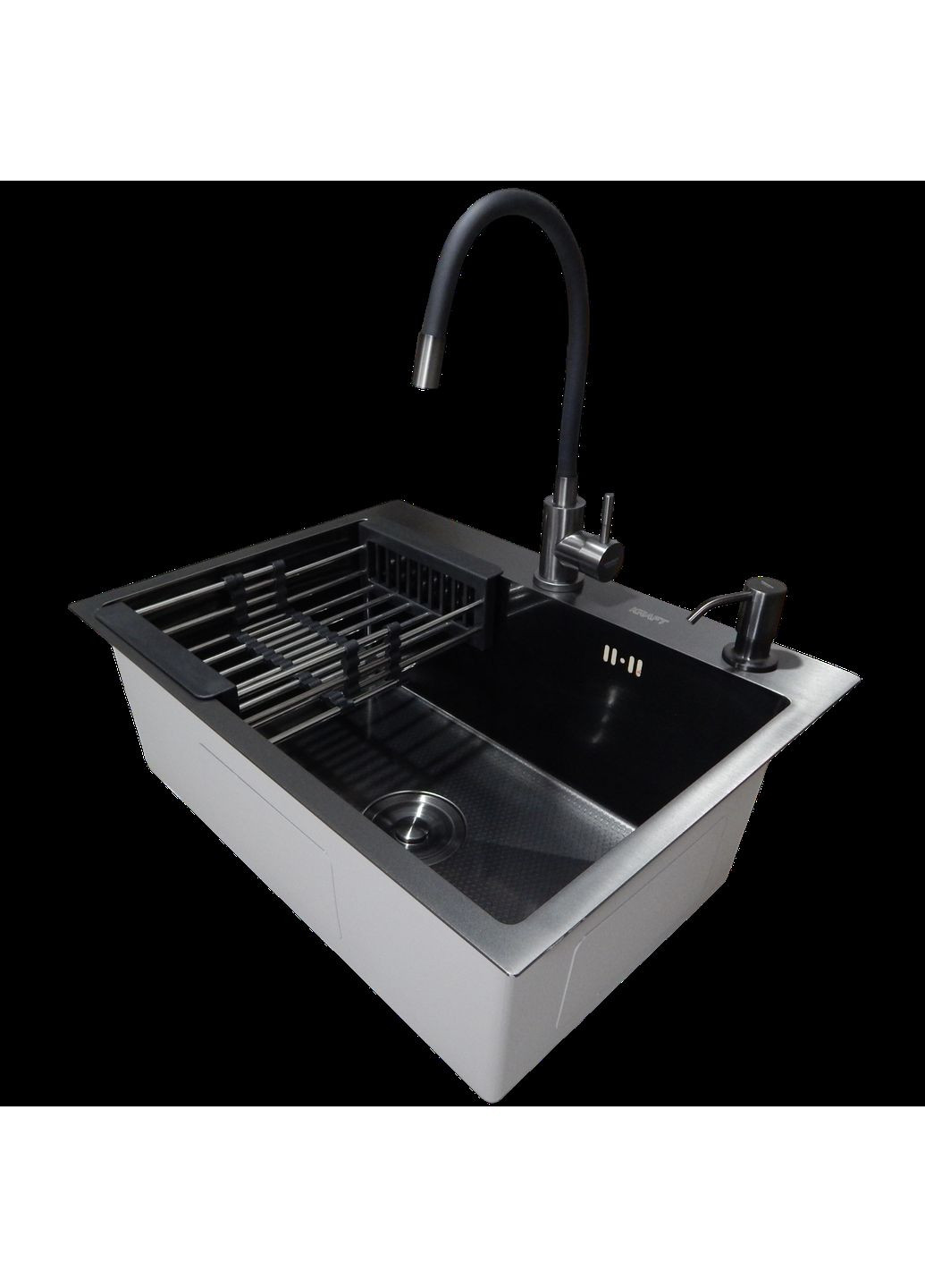 Комплект кухонной мойки NANO BLACK PVD HS60*45 (3.0/1.0 мм) декор Kraft (365264921)