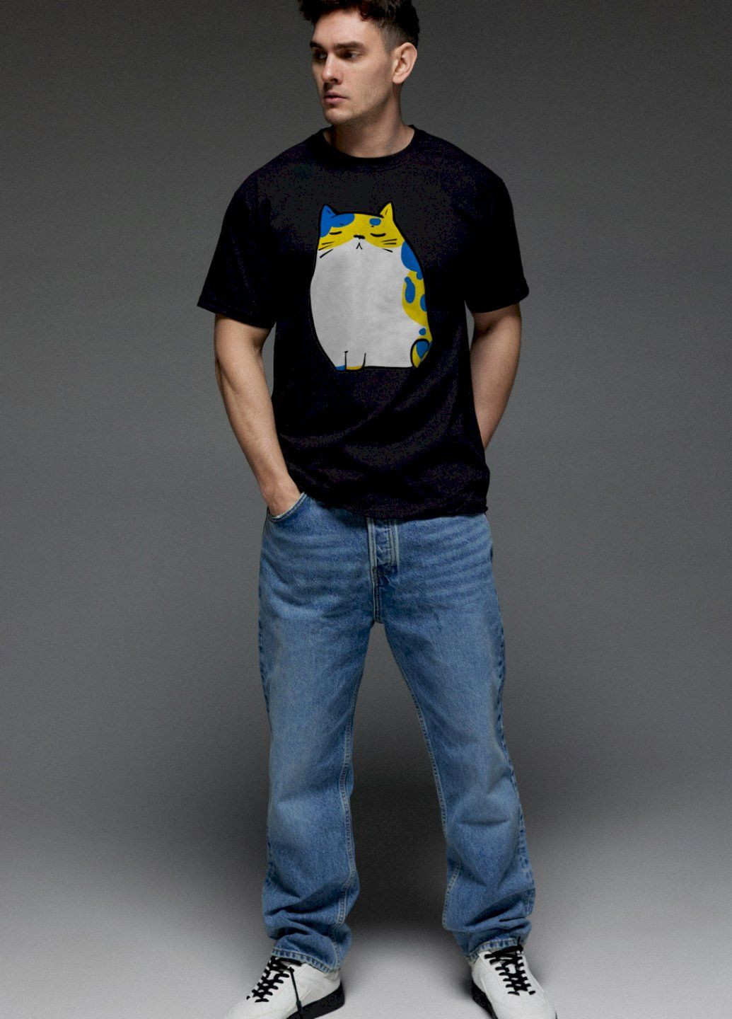 Черная футболка aspirine мужская черная патриотическая "кот" YAPPI