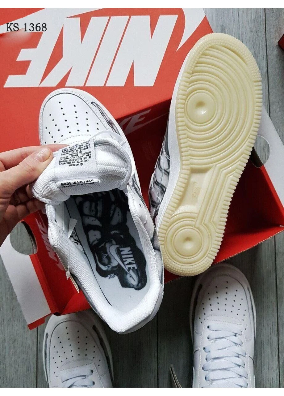 Белые демисезонные кроссовки мужские nike air force 1 low skeleton white найк аир форс 1 белые No Brand