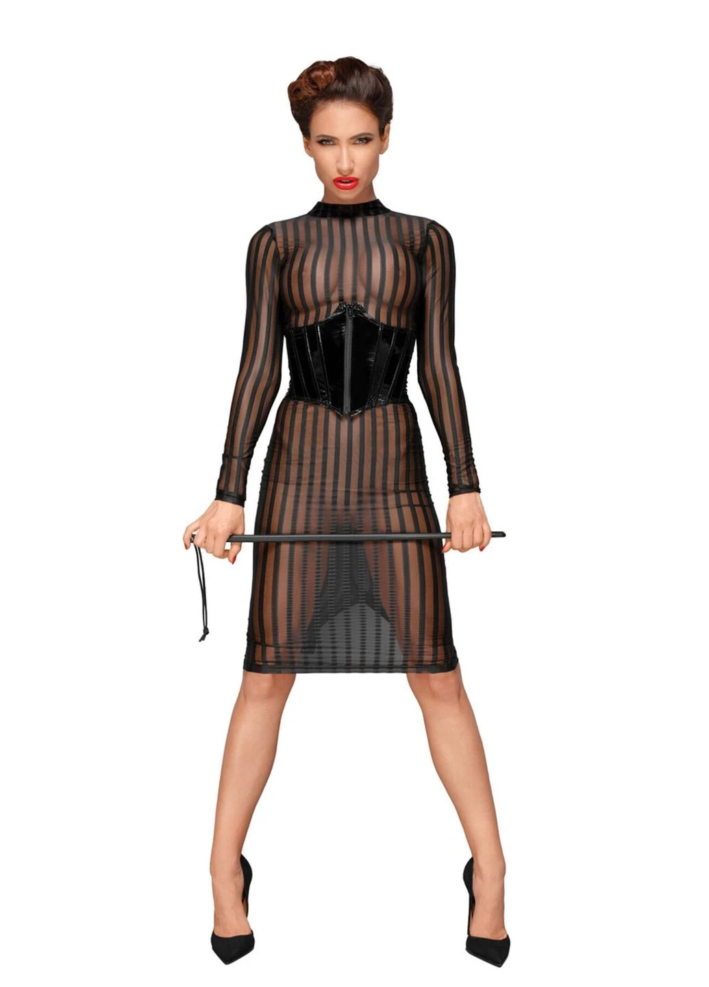 Чорна сукня з мокрим ефектом f182 classic dress made of elastic tulle, Noir Handmade