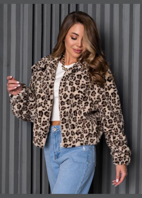 Бежевый женский стильный жакет No Brand леопардовый - демисезонный