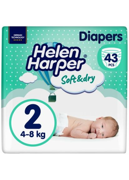 Підгузки Soft&Dry New Mini Розмір 2 (48 кг) 43 шт (2316770) Helen Harper softdry new mini розмір 2 (4-8 кг) 43 шт (275091851)