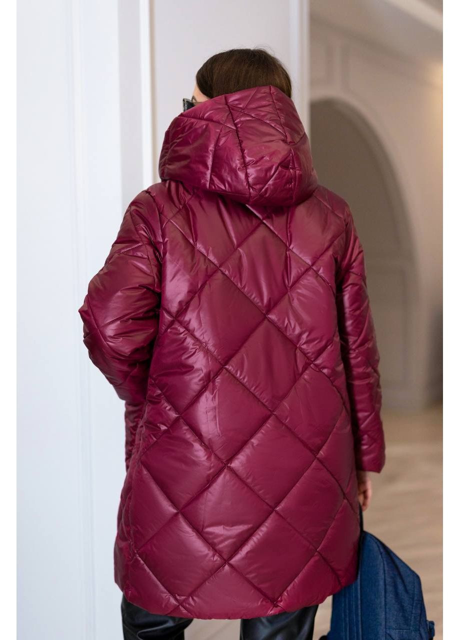 Бордова зимня жіноча подовжена зимова куртка з блиском — заміри в описі куртка-пальто DK/DL Мода без кордонів