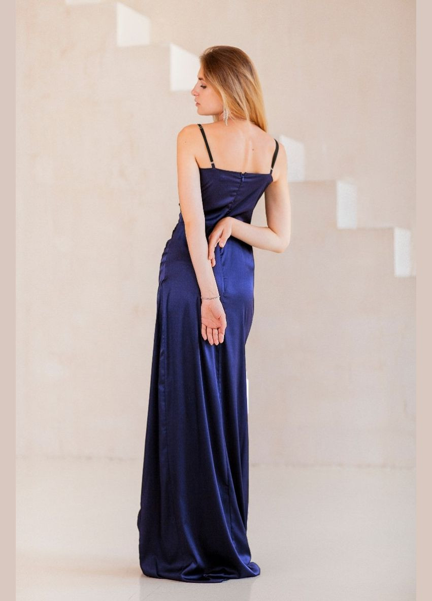 Синее вечернее платье а-силуэт FashionYouWant однотонное