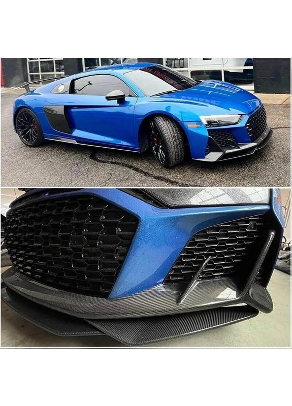 Накладка на передній бампер Lip V1 (2023-2026, Карбон) для Ауді Р8 2015+ рр Audi (392175174)