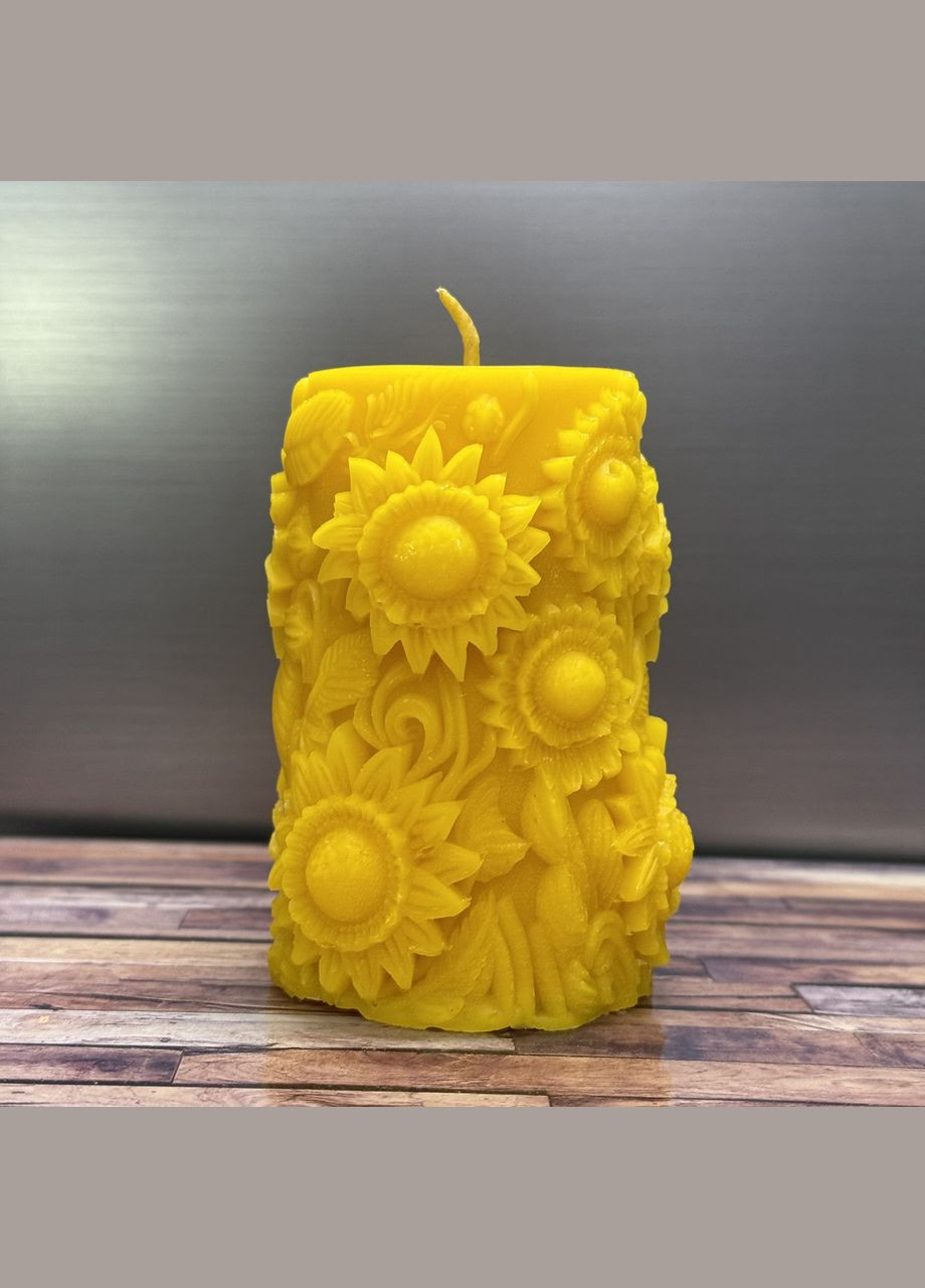 Свічка Соняшник 105 мм з бджолиного воску МЕД ПОШТОЮ (322148727)