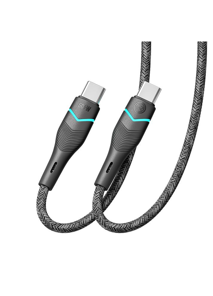 Кабель USB RC-RL15 RGB Light Type-C to Type-C 60W 1.2m Чорний No Brand (317631472)
