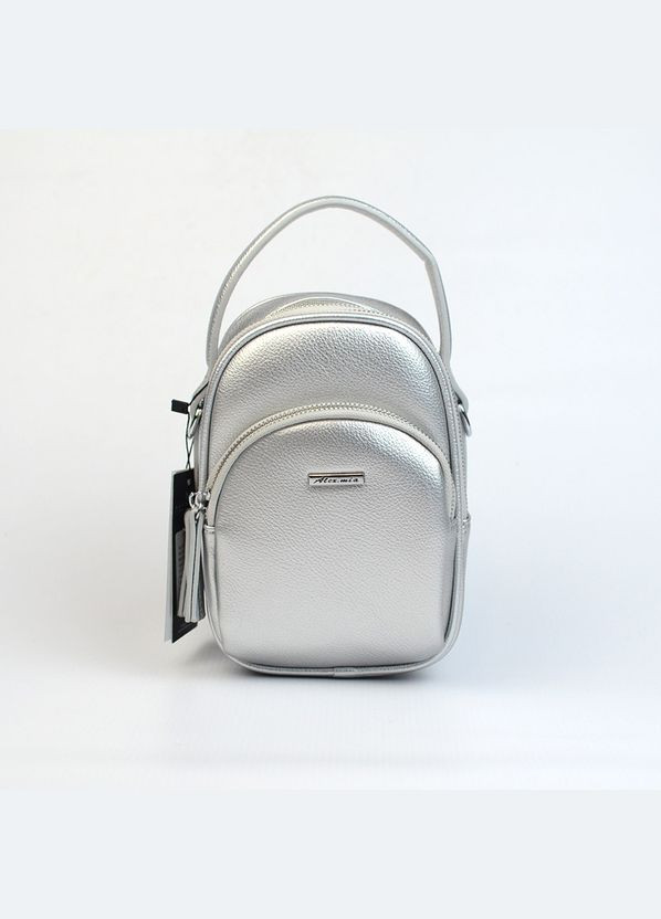 Срібляста жіноча маленька вертикальна міні сумка крос боді для телефону Alex&Mia (338182425)