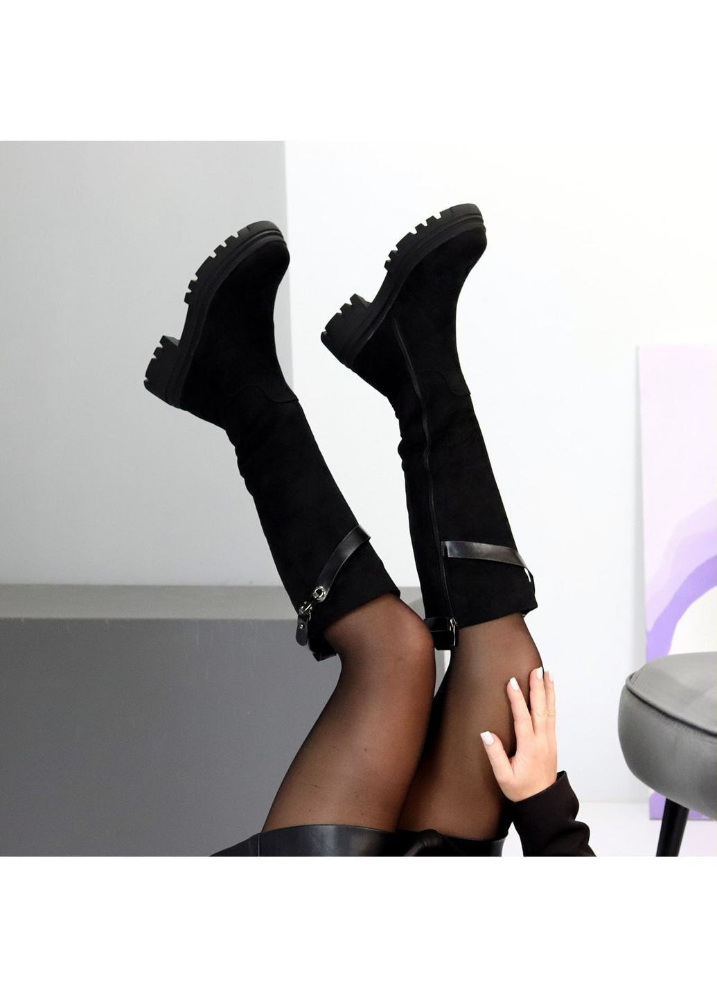 Зимние черные сапоги Helen