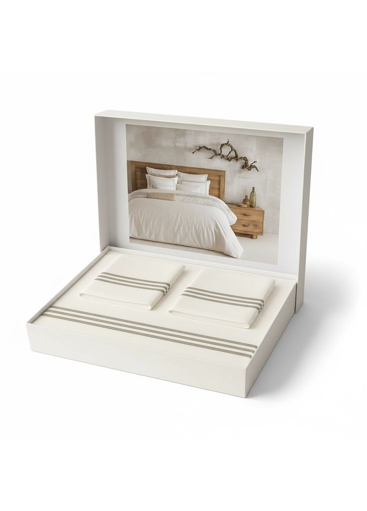 Комплект постільної білизни Line K.Beyaz Bej сатин люкс 220-200 см кремовий Tivolyo Home (322872804)