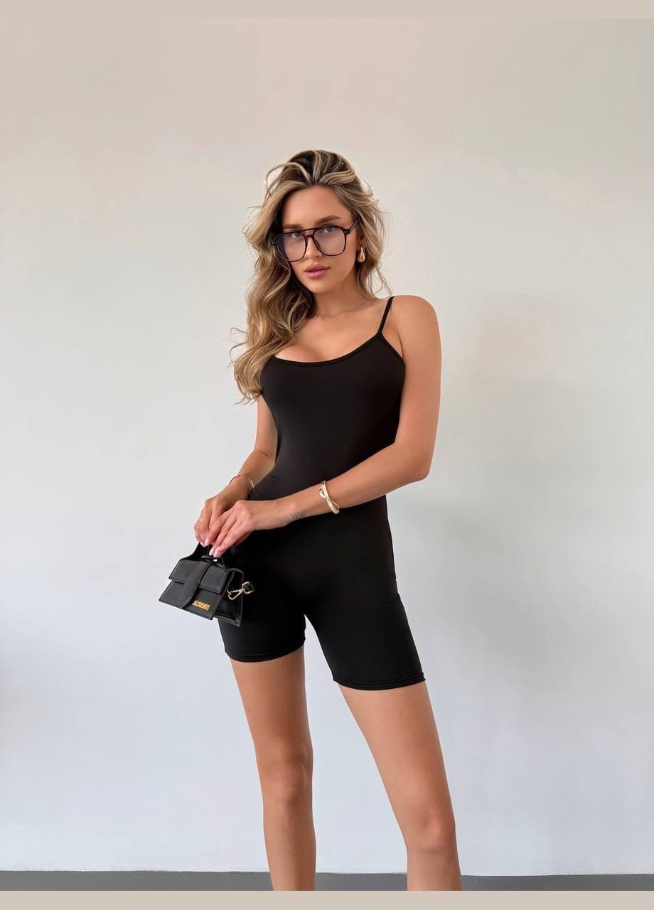 Літній комбінезон з регульованими бретелями No Brand Р4942-383 комбінезон-шорти чорний спортивний, повсякденний дайвінг