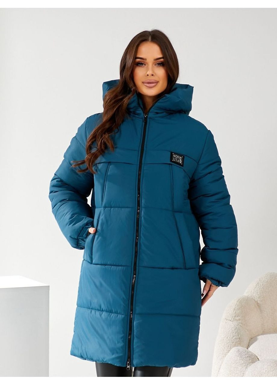 Морської хвилі демісезонна жіноча стьобана куртка з капюшоном Fashion