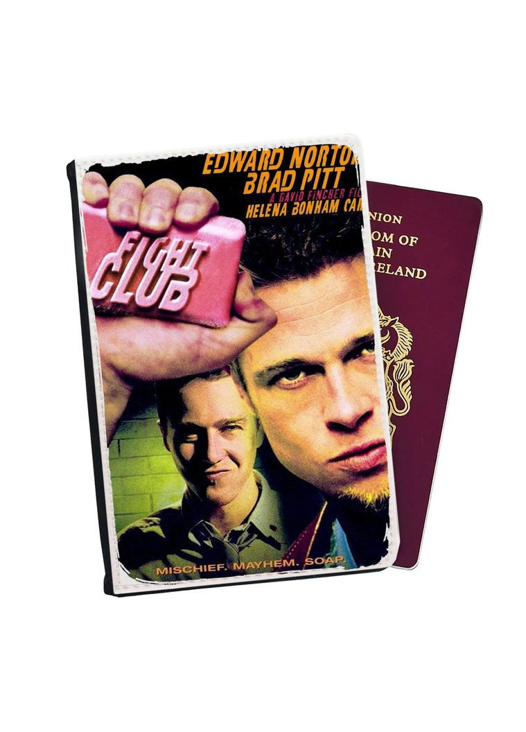 Портмоне Фільм Бійцівський клуб Обкладинка на паспорт, автодокументи з відсіками #003 Чорний No Brand (317550796)