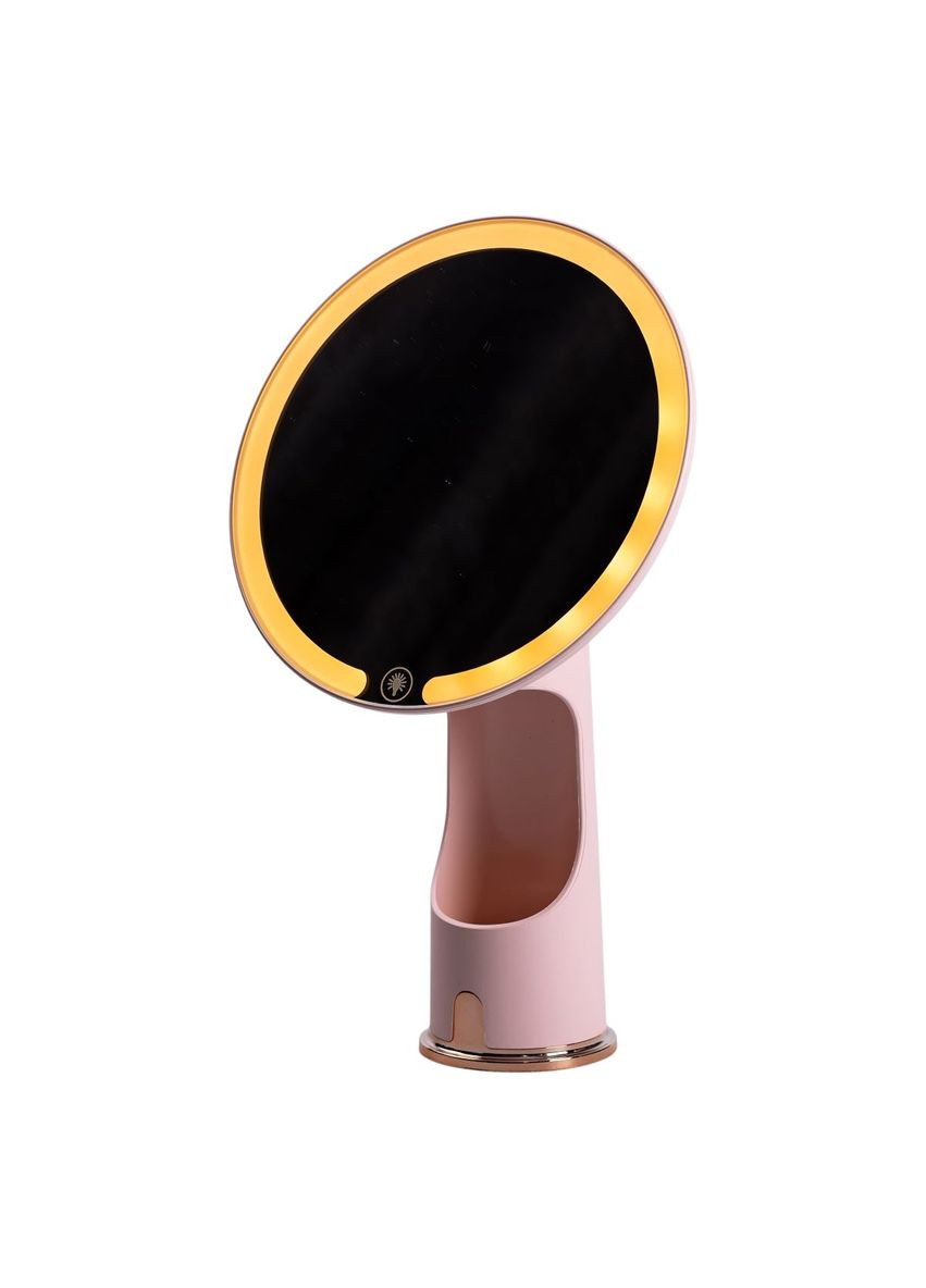 Дзеркало косметичне з підсвічуванням Рожеве настільне кругле світлодіодне для макіяжу та догляду за обличчям ProDobro (364193179)