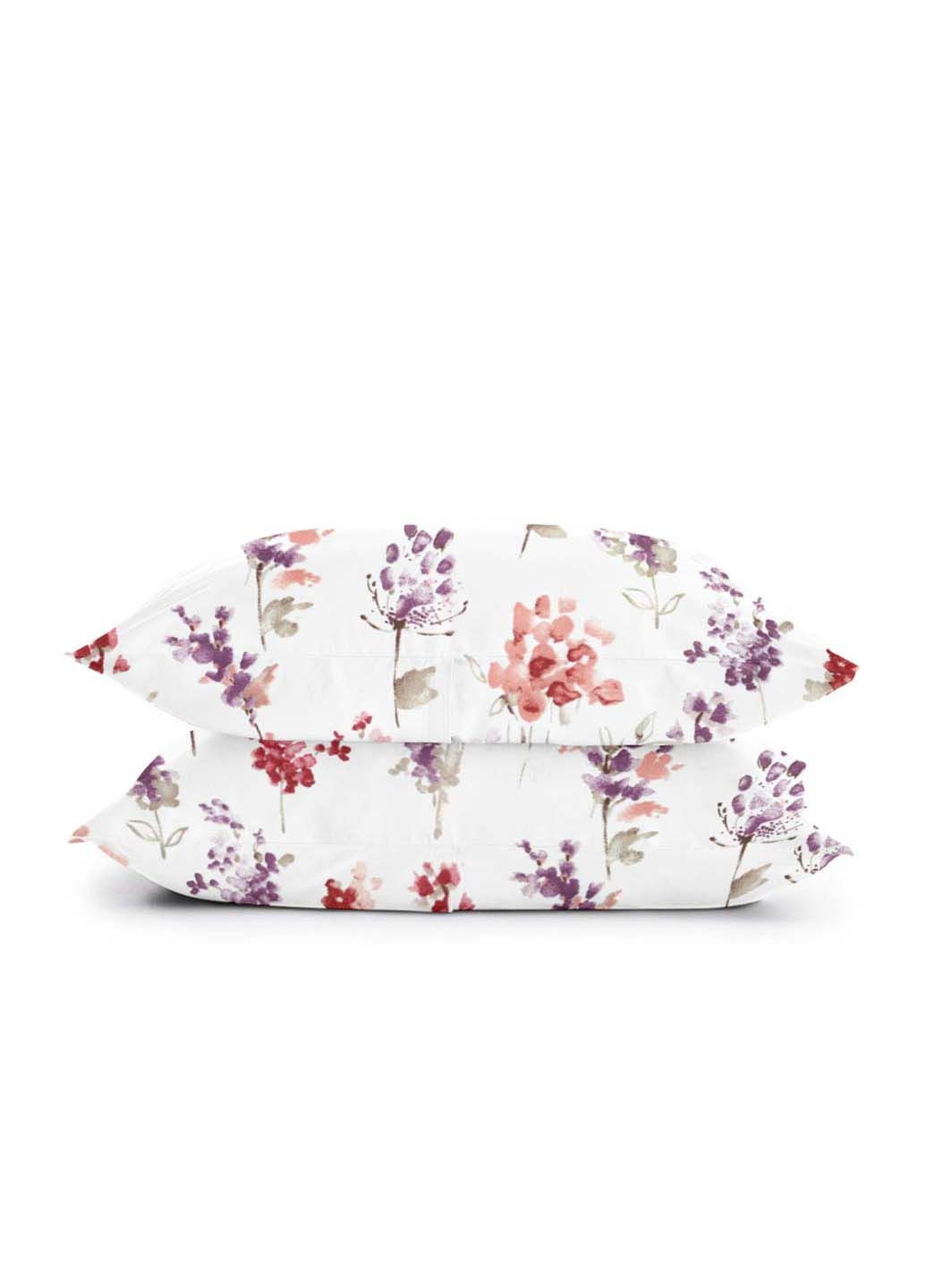 Євро постіль з простирадлом на гумці Watercolor Flowers CS1 200х220 см Cosas (307475274)