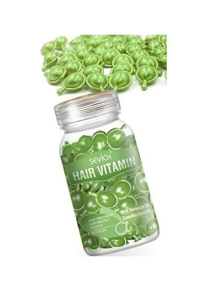 Вітаміни в капсулах для зволоження та сяйва волосся від (зелені) 30шт Sevich (313262650)