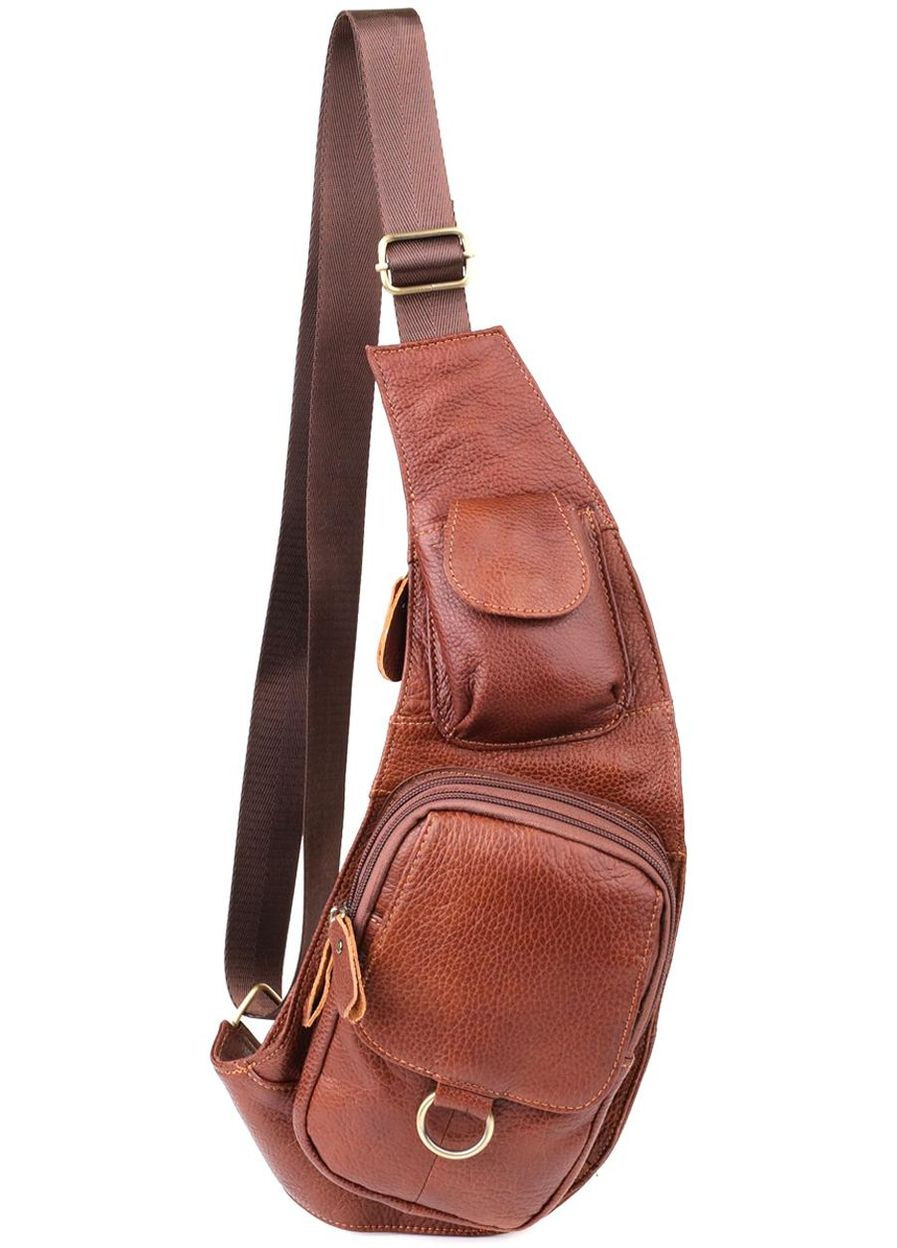 Сумка слинг через плечо мужская кожаная для телефона и для документов большая Коричневый 40670 Vintage (361348732)