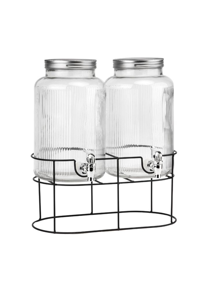 Набір з 2 лимонадниць з краном на металевій підставці, 5,5 л No Brand (323583728)