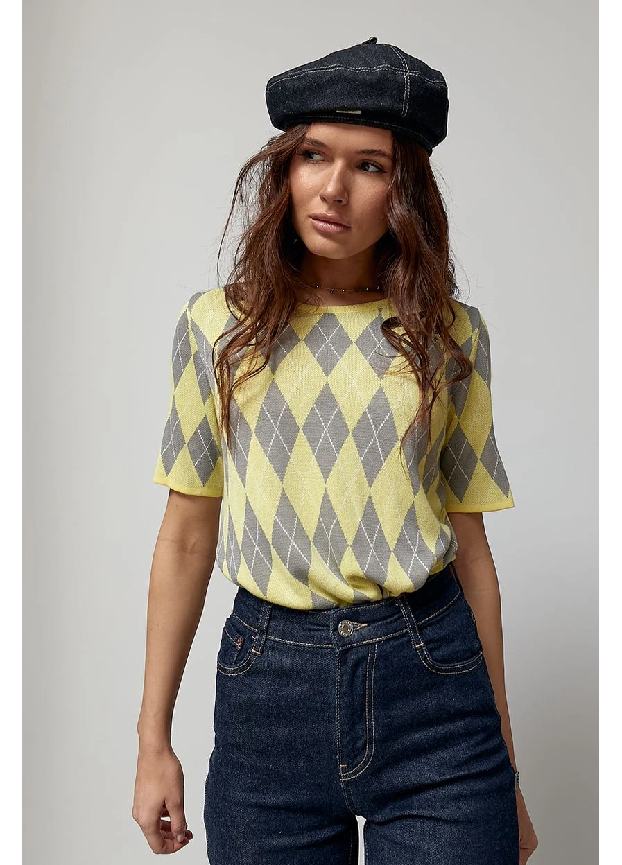 В'язана футболка з ромбами Lurex - (386440208)
