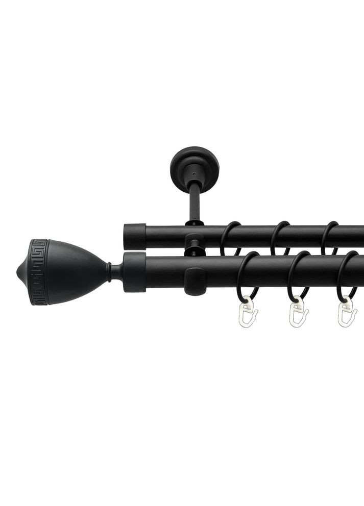 Карниз Афина металлический двухрядный открытый гладкая труба Черный 25\19 мм 300 см (00-00024539) ORVIT (300846911)