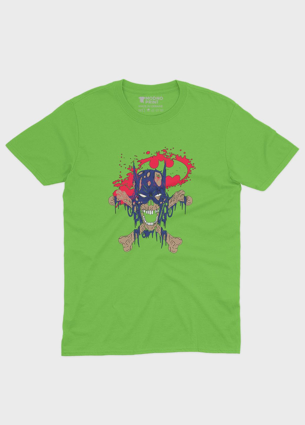 Салатова демісезонна футболка для дівчинки з принтом супергероя - бетмен (ts001-1-kiw-006-003-038-g) Modno