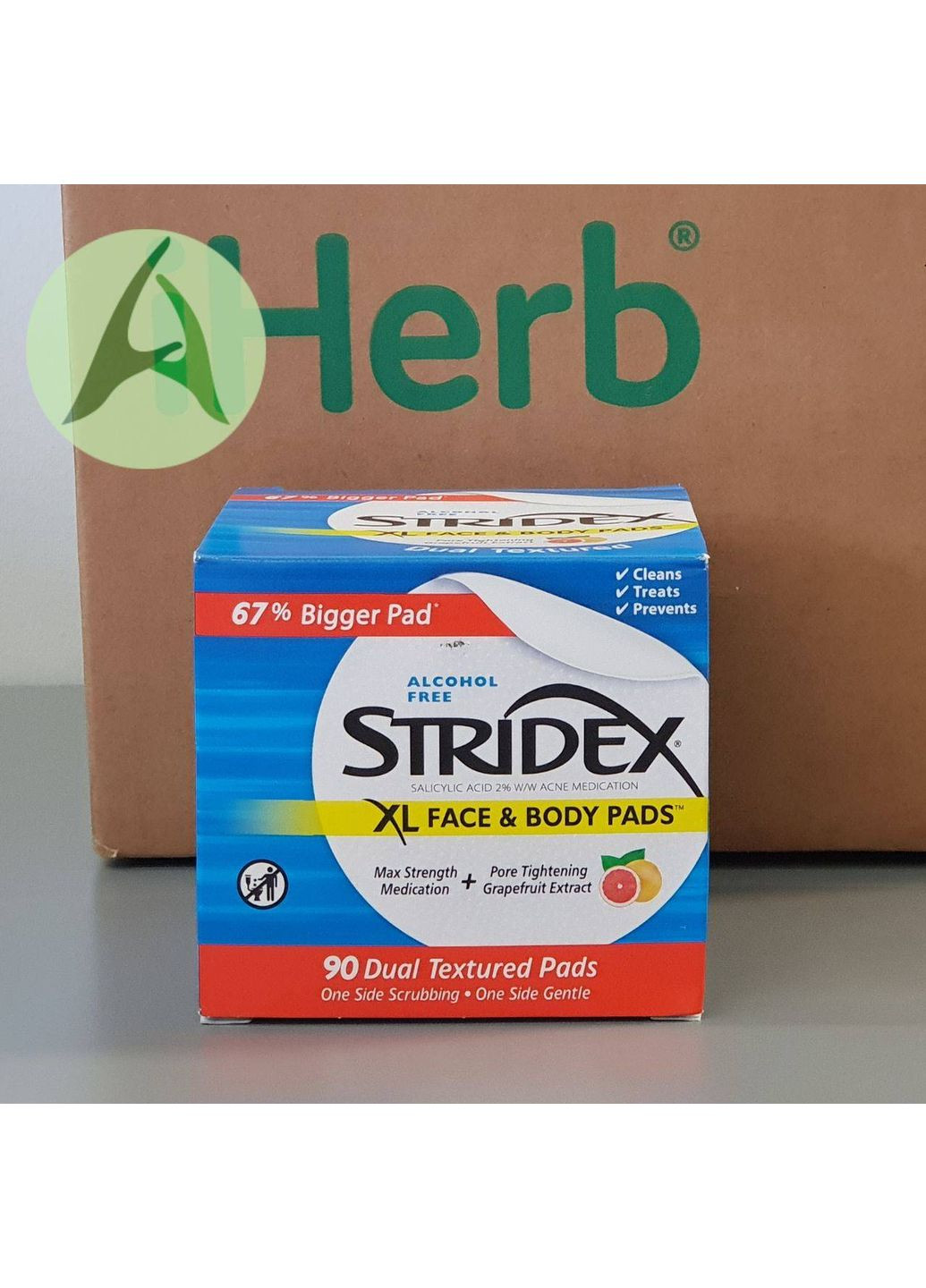 XL, гелі для обличчя та тіла, без спирту, 90 серветок із подвійною текстурою Stridex (361858647)