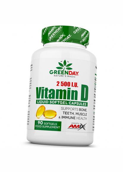 Витамин Д3, Холекальциферол, GreenDay Vitamin D3 2500, 90гелкапс (36135020) Amix Nutrition (297001993)