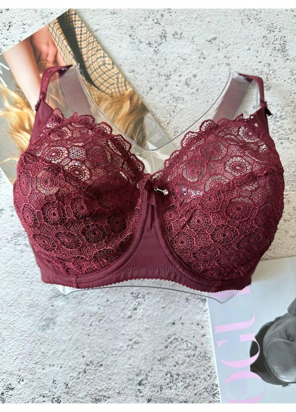 Бордовый бордовый большой бюстгальтер на 7 размер Finikin