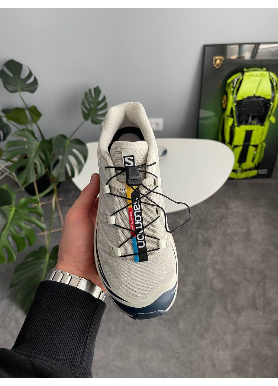 Белые демисезонные кроссовки мужские и женские Salomon XT-6 Soft Ground white | Саломон ХТ-6 Софт Граунд