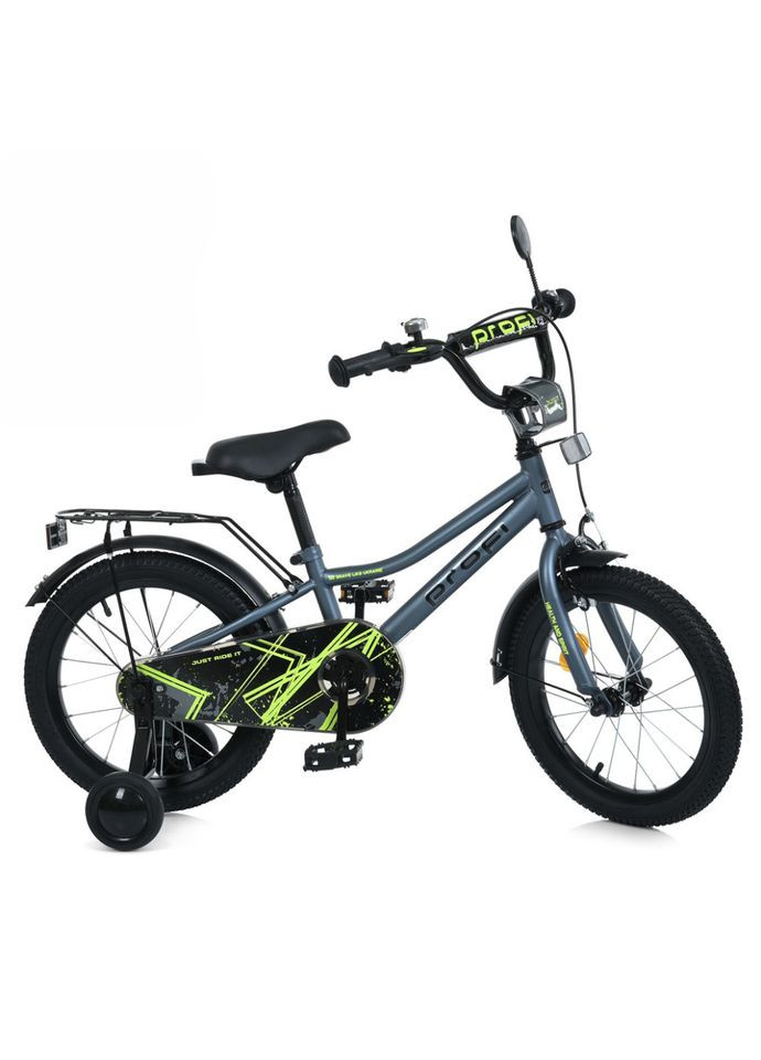 Велосипед дитячий чорний 16 дюймів для дітей від 5 років двоколісний транспорт для катання PROF1 (368755877)