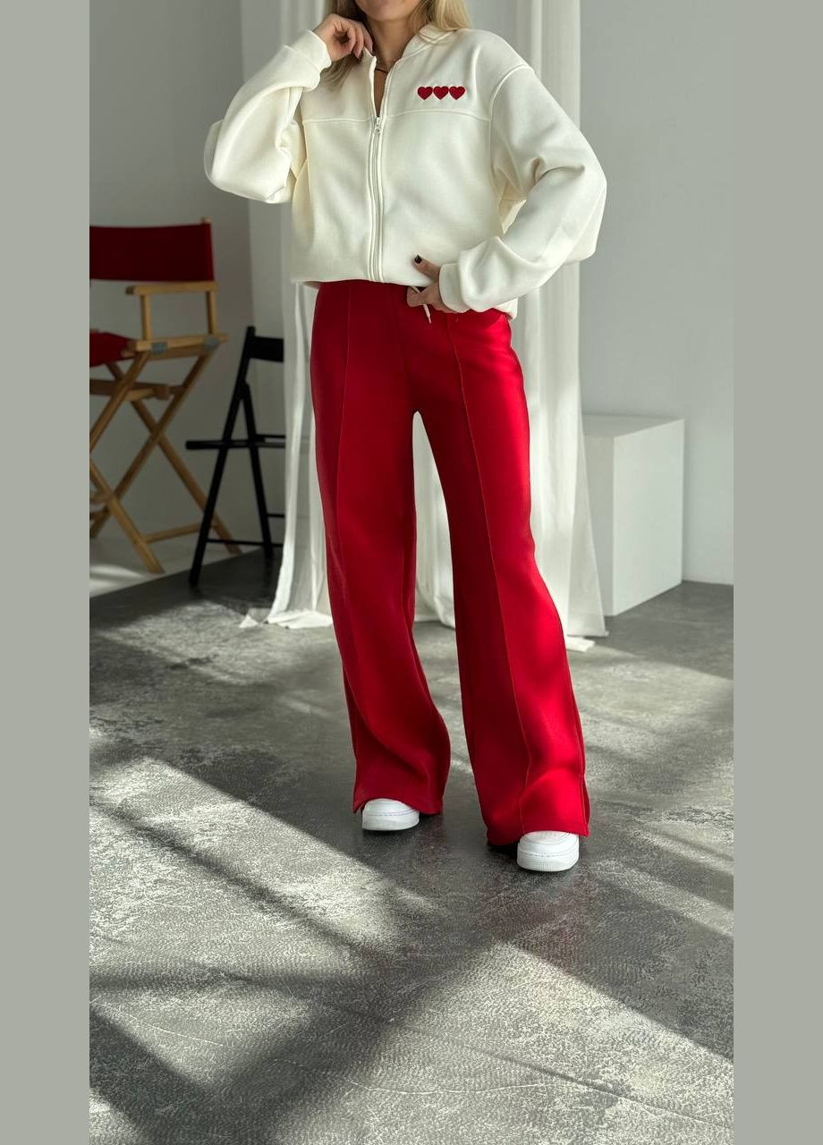 Комфортний демісезонний костюм двійка на флісі в комбінованому кольорі, приємний до тіла м'який костюм 2-ка з накатом No Brand 635-2 (306632265)