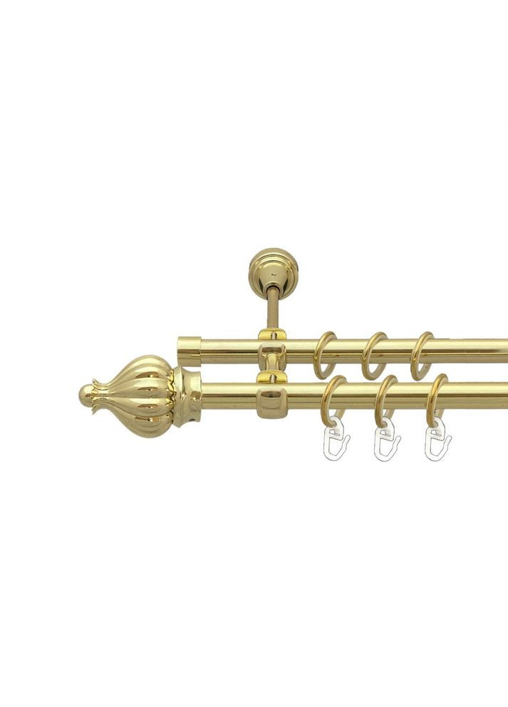 Карниз Таджа металевий дворядний відкритий гладка труба Золото 16\16 мм 200 см (00-00014280) ORVIT (300283999)