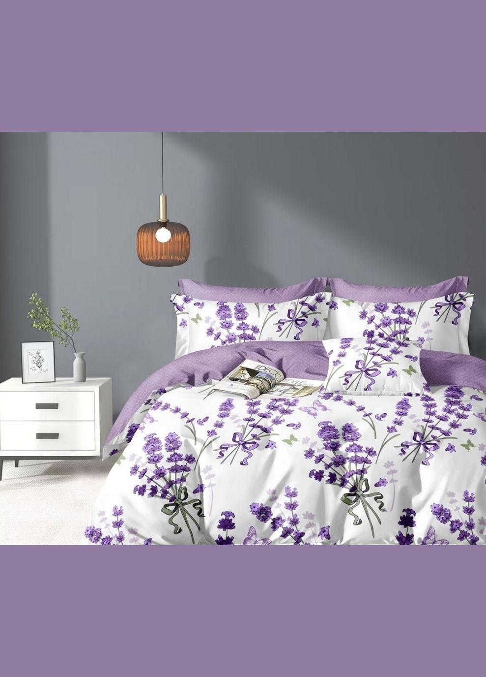 КПБ Сатин Лавандова симфонія 200x220 см 50x70 см ( КТ_pvu_6056_3_50x70 ) Комфорт-текстиль (305695593)