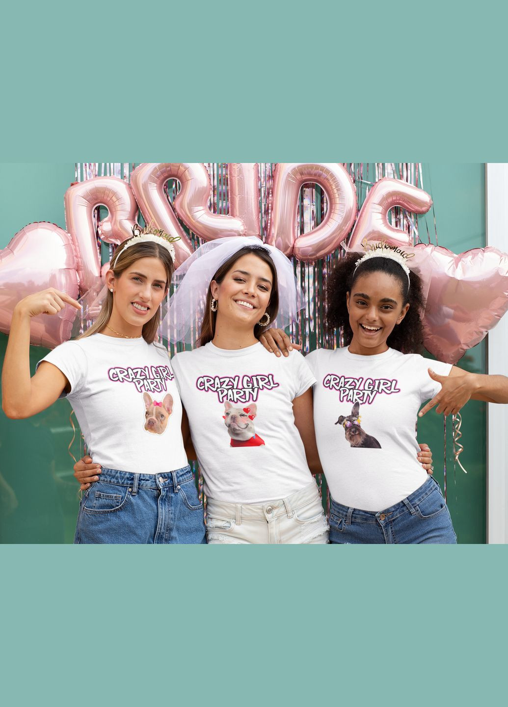 Футболки белые с принтами для девичника "Crazy Girl Party. Песики" Кавун футболка - (316342272)