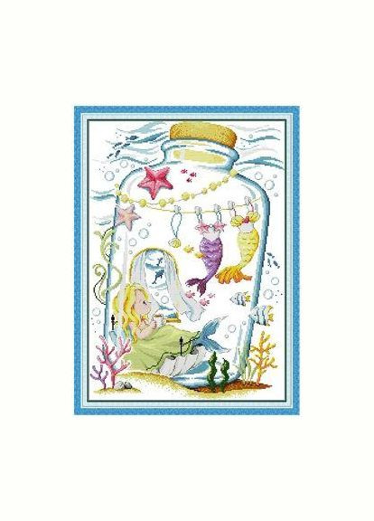 Набор для вышивания по нанесённой на канву схеме "Mermaid's Boudoir 1". AIDA 14CT printed 40*54 см Joy Sunday (313613137)